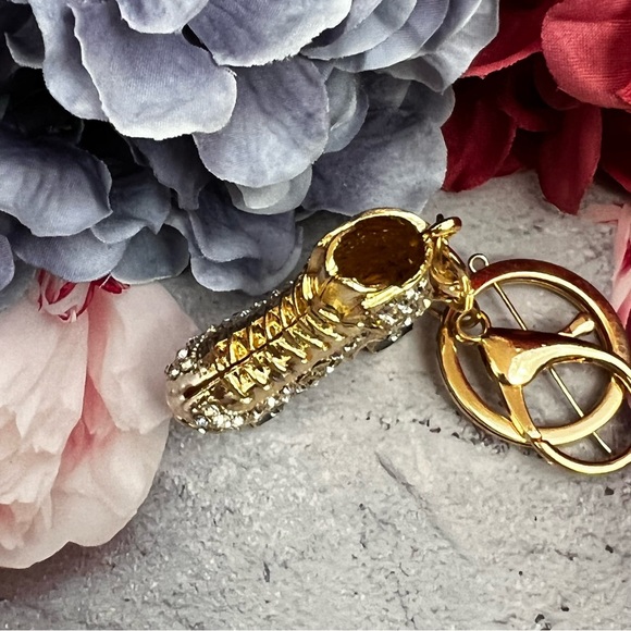 Golden Roller Skate with Silver Crystals Keychain Charm - Picture 7 of 16